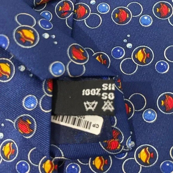 Salvatore Ferragamo blue angel tropical fish 100% silk neck tie